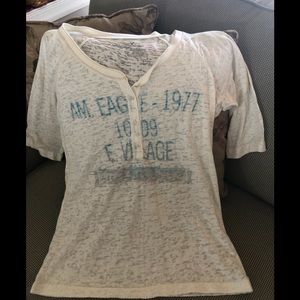 American Eagle Graphic Sheer 3/4 Sleeve Shirt